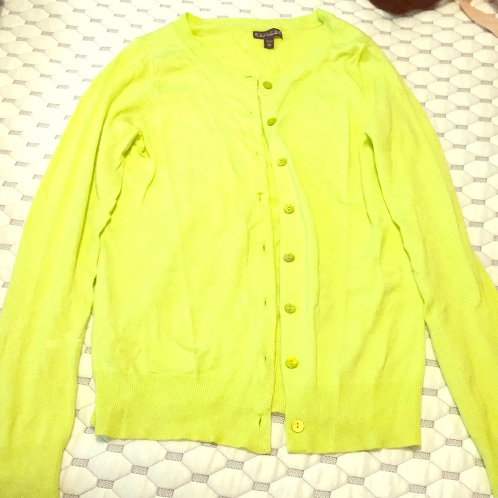 Bright yellow cardigan